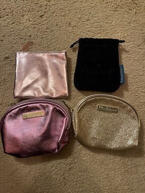 SeneGence Metallic Pink, Rose Gold, Gold & Black Makeup Pouch Set